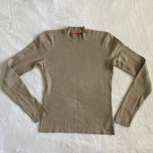 GUESS | Women’s Turtleneck Long Sleeve Top | Tan | Size: Medium - Picture 1 of 8
